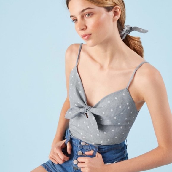 Reformation Tops - Reformation Strawberry Linen Top - Blue Dot EUC